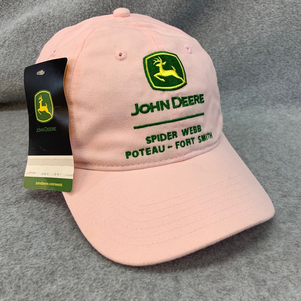 John Deere Spider Webb Embroidered Women Pink John Deere Hat Adjustable OSFM
